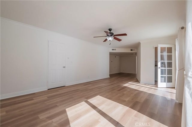 2239 Maystone Pl, Rowland Heights, CA 91748 - empty room with a ceiling fan, wood finished floors, and crown molding