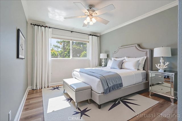 2239 Maystone Pl, Rowland Heights, CA 91748 - bedroom with crown molding, wood finished floors, and a ceiling fan