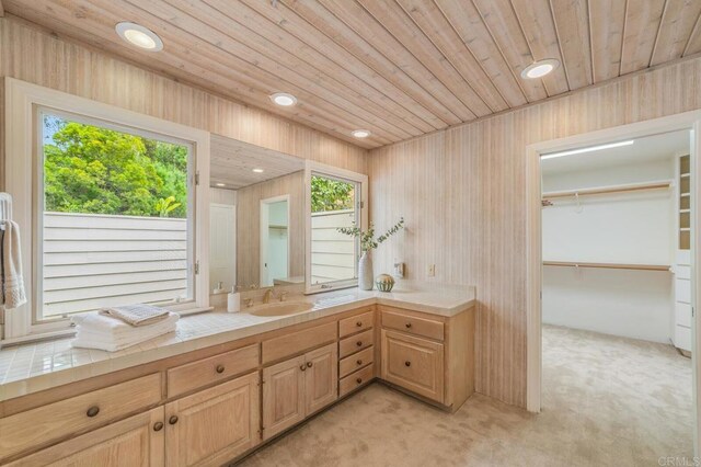 4678 Sun Vly, Del Mar, CA 92014 - bathroom featuring vanity and wood ceiling