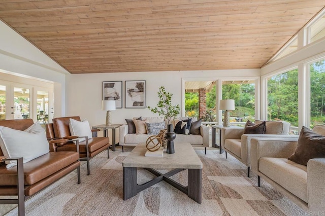 4678 Sun Vly, Del Mar, CA 92014 - living area featuring lofted ceiling and wooden ceiling