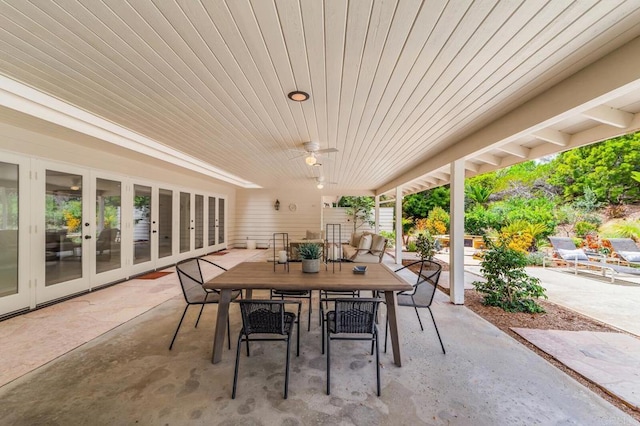 4678 Sun Vly, Del Mar, CA 92014 - view of patio featuring french doors, outdoor dining area, and ceiling fan