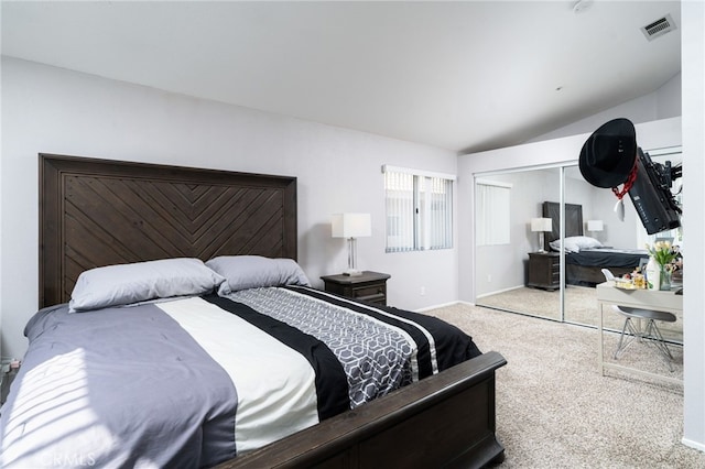 11718 Lucena Ave, Fontana, CA 92337 - bedroom featuring carpet flooring, vaulted ceiling, and a closet