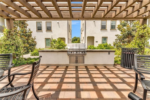 1446 Azalea Cir, Gardena, CA 90247 - view of patio with exterior kitchen and a pergola