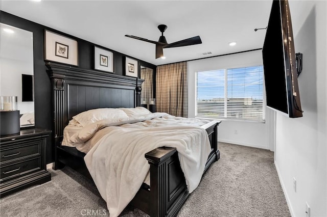 1446 Azalea Cir, Gardena, CA 90247 - bedroom featuring light carpet, recessed lighting, and a ceiling fan
