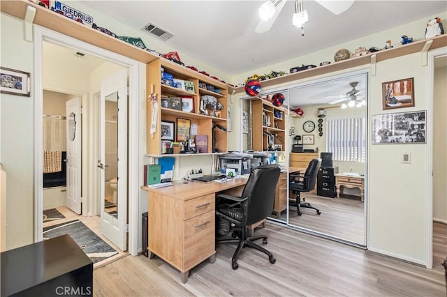 29508 Alyssum Ln, Canyon Country, CA 91387 - office featuring a ceiling fan and light wood-type flooring