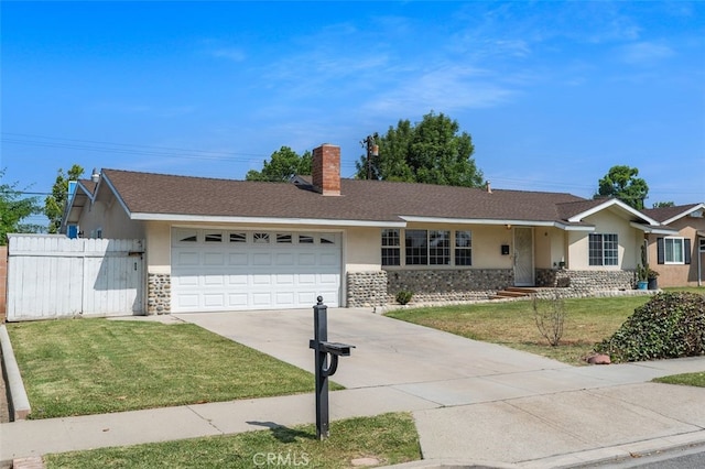 1329 S St Malo St, West Covina, CA 91790 - ranch-style house with an attached garage, stone siding, concrete driveway, and stucco siding
