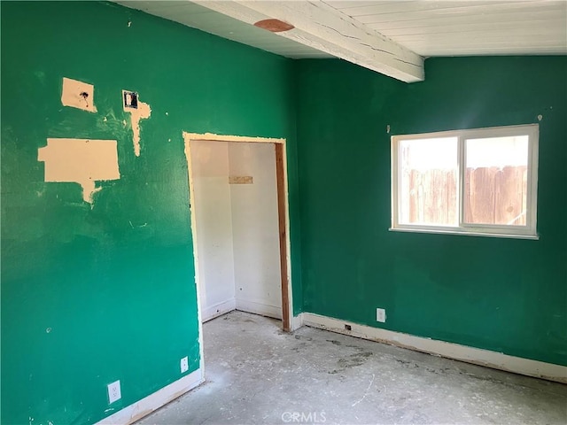 2441 Madrone St, Sutter, CA 95982 - unfurnished bedroom featuring concrete flooring, lofted ceiling, and wood ceiling