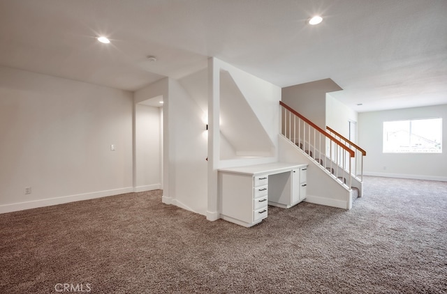 8550 Rolling Hills Dr, Corona, CA 92883 - additional living space with light colored carpet, stairs, and recessed lighting