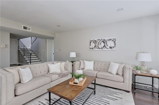 6804 Elm, Cypress, CA 90630 - living area featuring stairs and wood finished floors