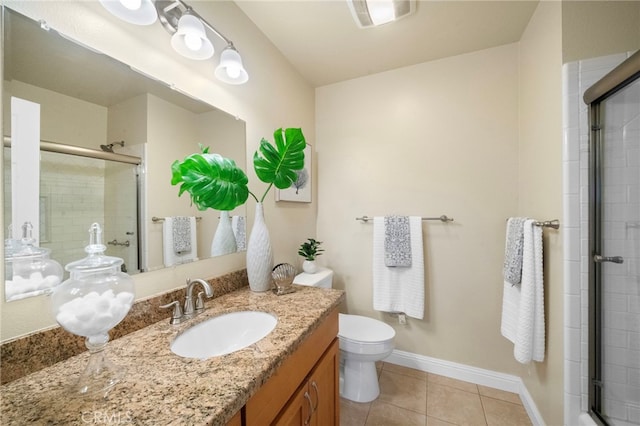 16660 Spruce Cir, Fountain Valley, CA 92708 - full bath with vanity, tiled shower, and tile patterned floors