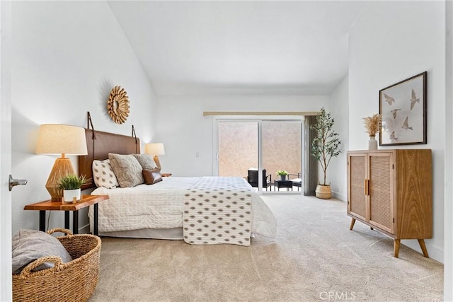 28082 Palmetto Ct, Laguna Niguel, CA 92677 - bedroom featuring access to exterior, carpet, and lofted ceiling