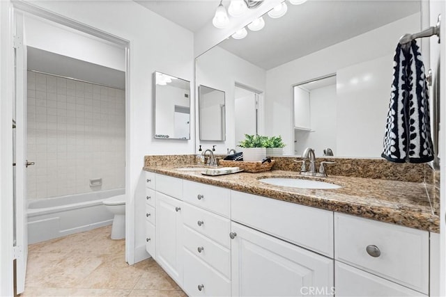 28082 Palmetto Ct, Laguna Niguel, CA 92677 - bathroom featuring double vanity, tile patterned floors, and bathing tub / shower combination