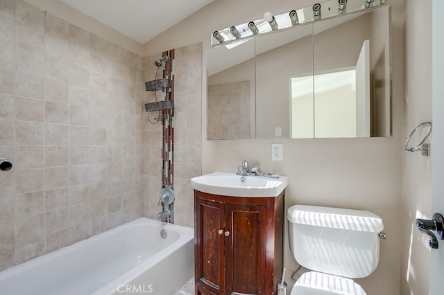 20606 Skouras Dr, Winnetka, CA 91306 - full bath featuring vaulted ceiling, vanity, and tub / shower combination