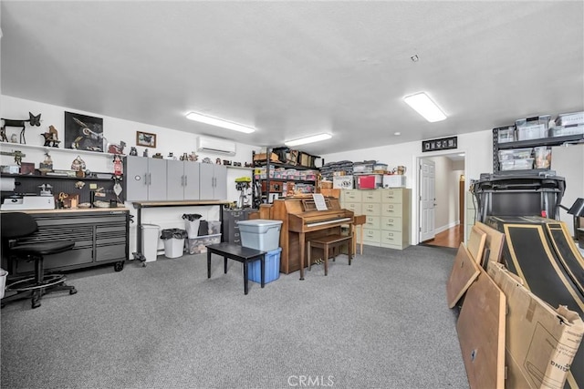 19040 Redbud Rd, Hidden Valley Lake, CA 95467 - misc room with a wall mounted AC, carpet floors, and a workshop area