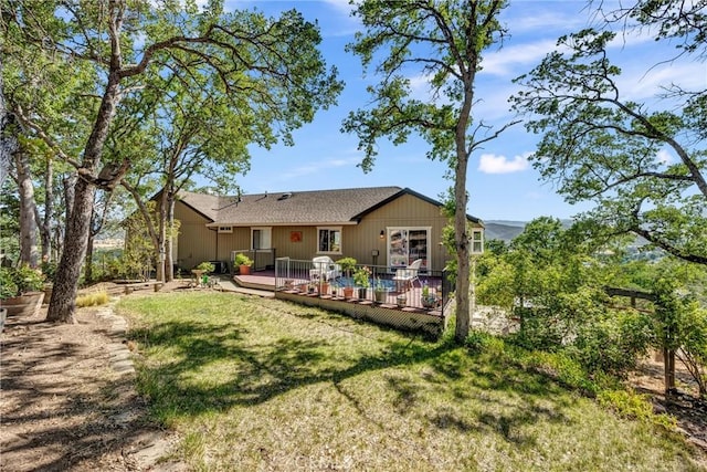 19040 Redbud Rd, Hidden Valley Lake, CA 95467 - back of property featuring a wooden deck and a yard