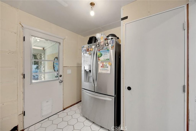 1411 Woodcrest Ave, La Habra, CA 90631 - kitchen featuring stainless steel fridge and light tile patterned floors