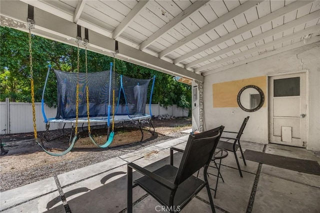 1411 Woodcrest Ave, La Habra, CA 90631 - view of patio with a trampoline