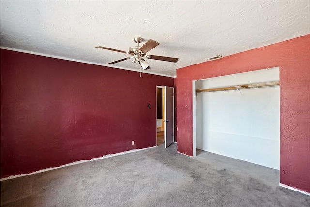 1811 Elaine St, Pomona, CA 91767 - unfurnished bedroom featuring a textured ceiling, a closet, carpet flooring, and ceiling fan