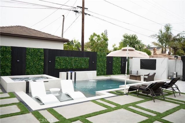9359 Cecilia St, Downey, CA 90241 - view of swimming pool with an in-ground hot tub, a patio area, and a fenced backyard