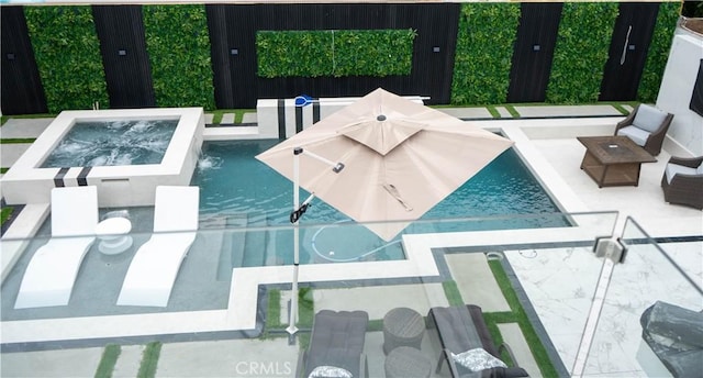 9359 Cecilia St, Downey, CA 90241 - view of pool with an in-ground hot tub, a patio area, and outdoor lounge area