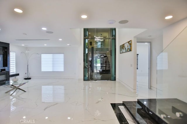 9359 Cecilia St, Downey, CA 90241 - hall with marble tiled floors and recessed lighting