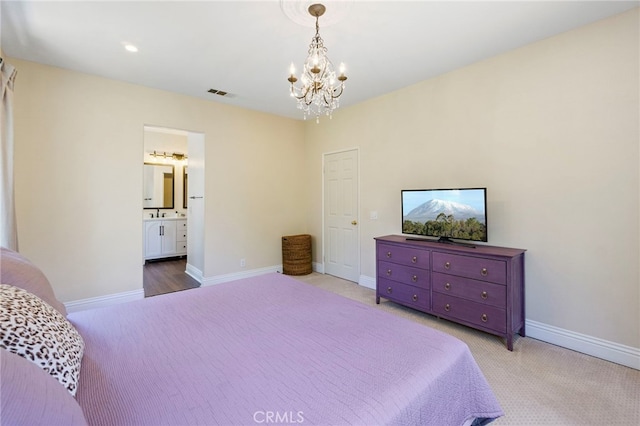 3 Kyle Ct, Ladera Ranch, CA 92694 - carpeted bedroom featuring a chandelier and connected bathroom