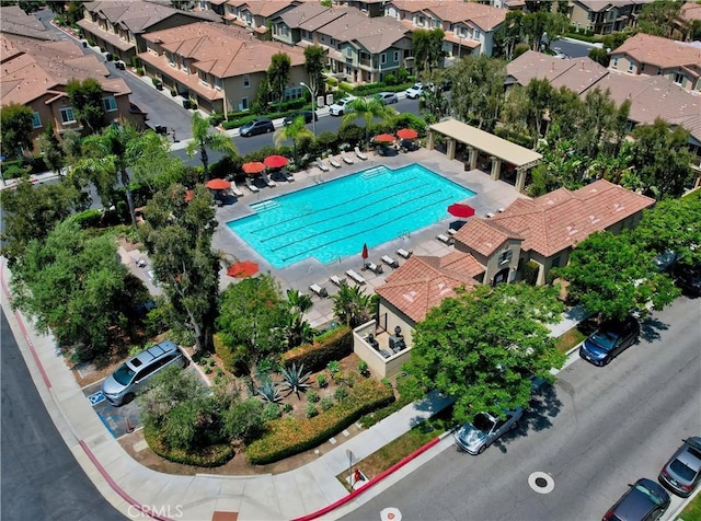 205 W Sparkleberry Ave, Orange, CA 92865 - aerial perspective of suburban area featuring a pool