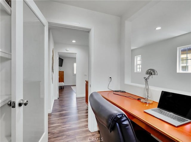 205 W Sparkleberry Ave, Orange, CA 92865 - home office with plenty of natural light, wood finished floors, and recessed lighting