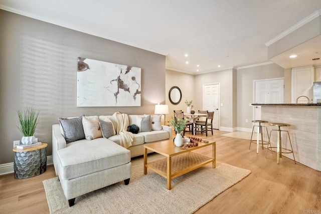 9263 Regents Rd Unit B106, La Jolla, CA 92037 - living room with recessed lighting, light wood-type flooring, and ornamental molding