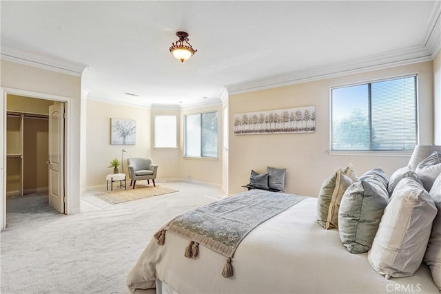 9103 Rancho Real Rd, Temple City, CA 91780 - bedroom with ornamental molding, carpet floors, and a walk in closet