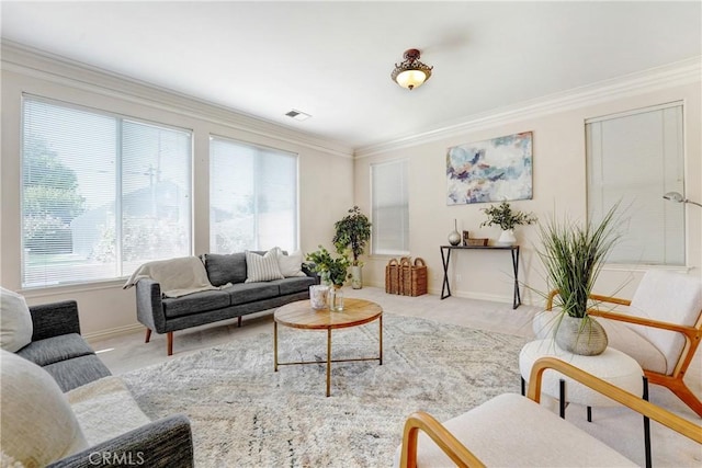 9103 Rancho Real Rd, Temple City, CA 91780 - carpeted living room with ornamental molding and baseboards