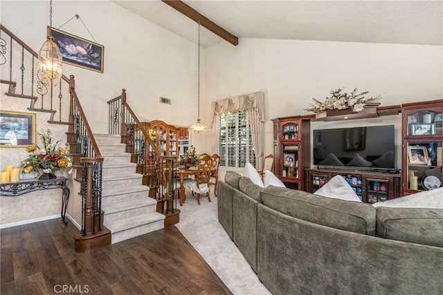 2252 Verbena Ave, Upland, CA 91784 - living area featuring stairs and wood finished floors