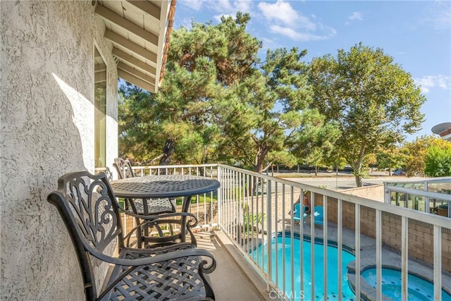 2252 Verbena Ave, Upland, CA 91784 - balcony featuring view of pool area and a pool with connected hot tub