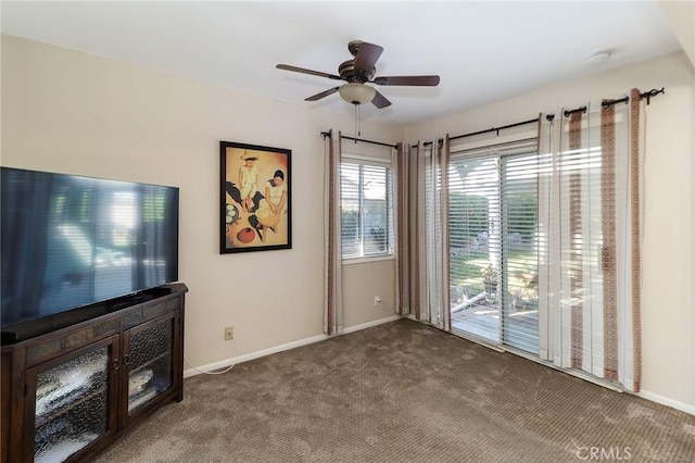 1247 E Marbury St, West Covina, CA 91790 - unfurnished living room with ceiling fan and carpet flooring