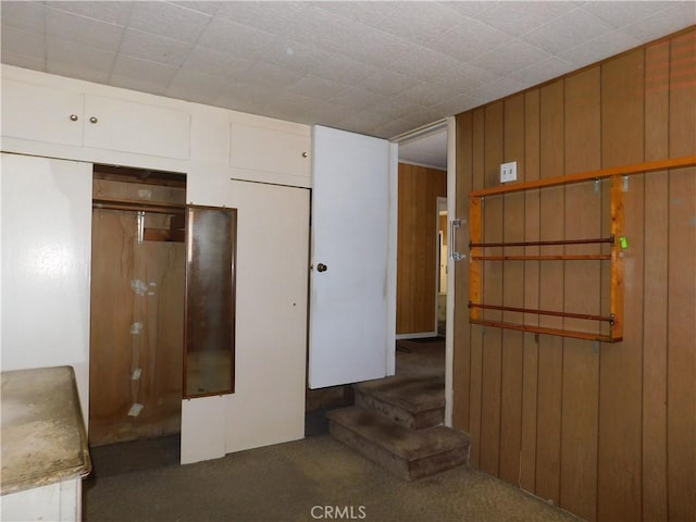 10852 Otsego St, North Hollywood, CA 91601 - basement featuring carpet floors and wooden walls