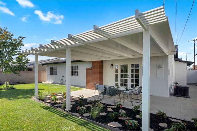 6232 Richmond Ave, Garden Grove, CA 92845 - back of property with a pergola, french doors, a patio area, and stucco siding