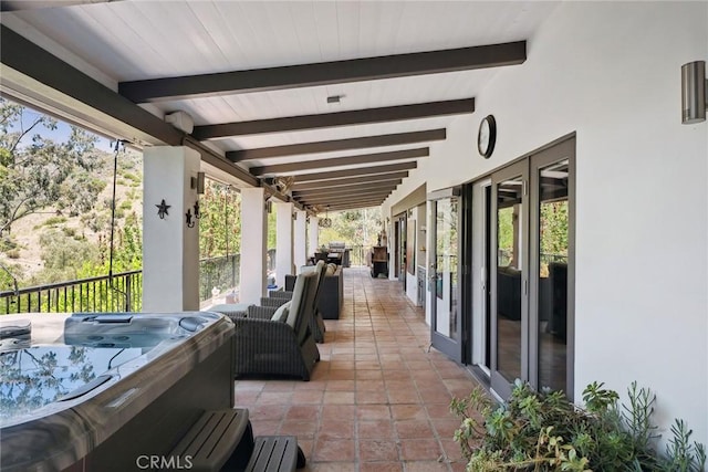 24311 Sylvan Glen Rd, Calabasas, CA 91302 - view of patio featuring a hot tub