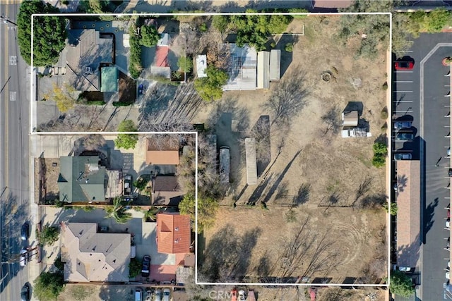 193 N Maple Ave, Fontana, CA 92335 - aerial perspective of suburban area with property parcel outlined