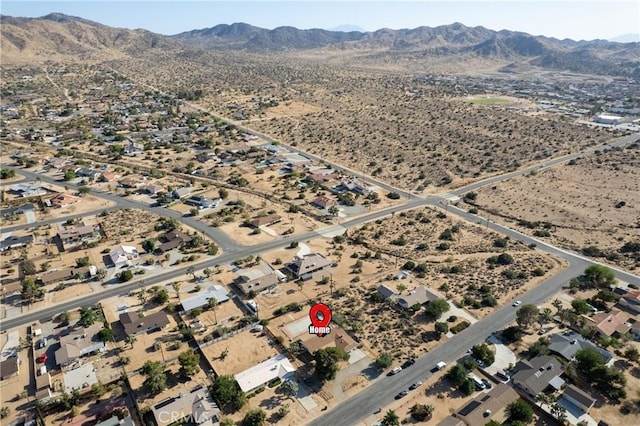 57795 El Dorado Dr, Yucca Valley, CA 92284 - aerial view of property's location with mountains and a desert landscape