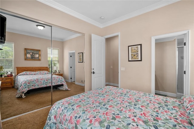 13812 Breeders Cup Dr, Rancho Cucamonga, CA 91739 - carpeted bedroom with ornamental molding and a closet