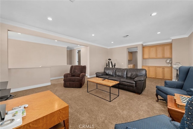 13812 Breeders Cup Dr, Rancho Cucamonga, CA 91739 - carpeted living room featuring recessed lighting and crown molding