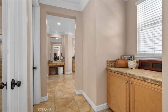 13812 Breeders Cup Dr, Rancho Cucamonga, CA 91739 - corridor with ornamental molding and plenty of natural light