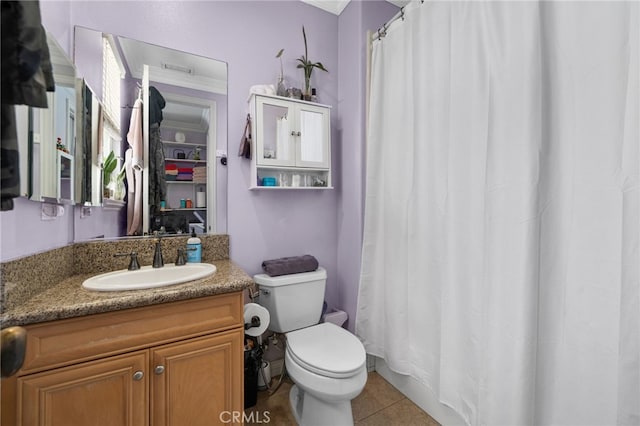 13812 Breeders Cup Dr, Rancho Cucamonga, CA 91739 - bathroom featuring vanity, tile patterned floors, and a shower with shower curtain