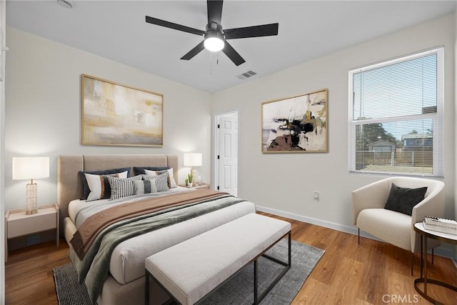 326 Water St, Bakersfield, CA 93305 - bedroom with wood finished floors and ceiling fan