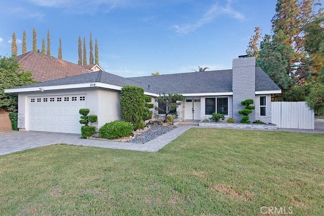 22570 Napa St, West Hills, CA 91304 - ranch-style house with a chimney, a garage, and concrete driveway