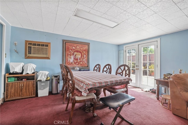 1002 N Iroquois Ave, Anaheim, CA 92801 - carpeted dining room with a wall unit AC and french doors