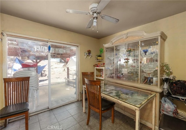 4760 Crest Ave, Riverside, CA 92503 - dining room featuring tile patterned floors and a ceiling fan