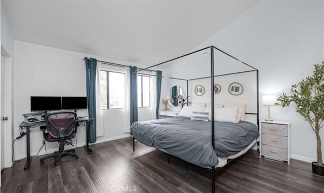 9525 Sylmar Ave Unit 2, Panorama City, CA 91402 - bedroom featuring wood finished floors, lofted ceiling, and an office area