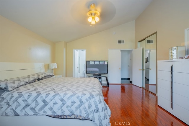 15053 Sherman Way Unit A, Van Nuys, CA 91405 - bedroom featuring wood finished floors and high vaulted ceiling