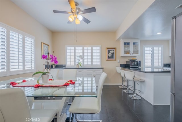 15053 Sherman Way Unit A, Van Nuys, CA 91405 - dining space with healthy amount of natural light, a ceiling fan, and recessed lighting